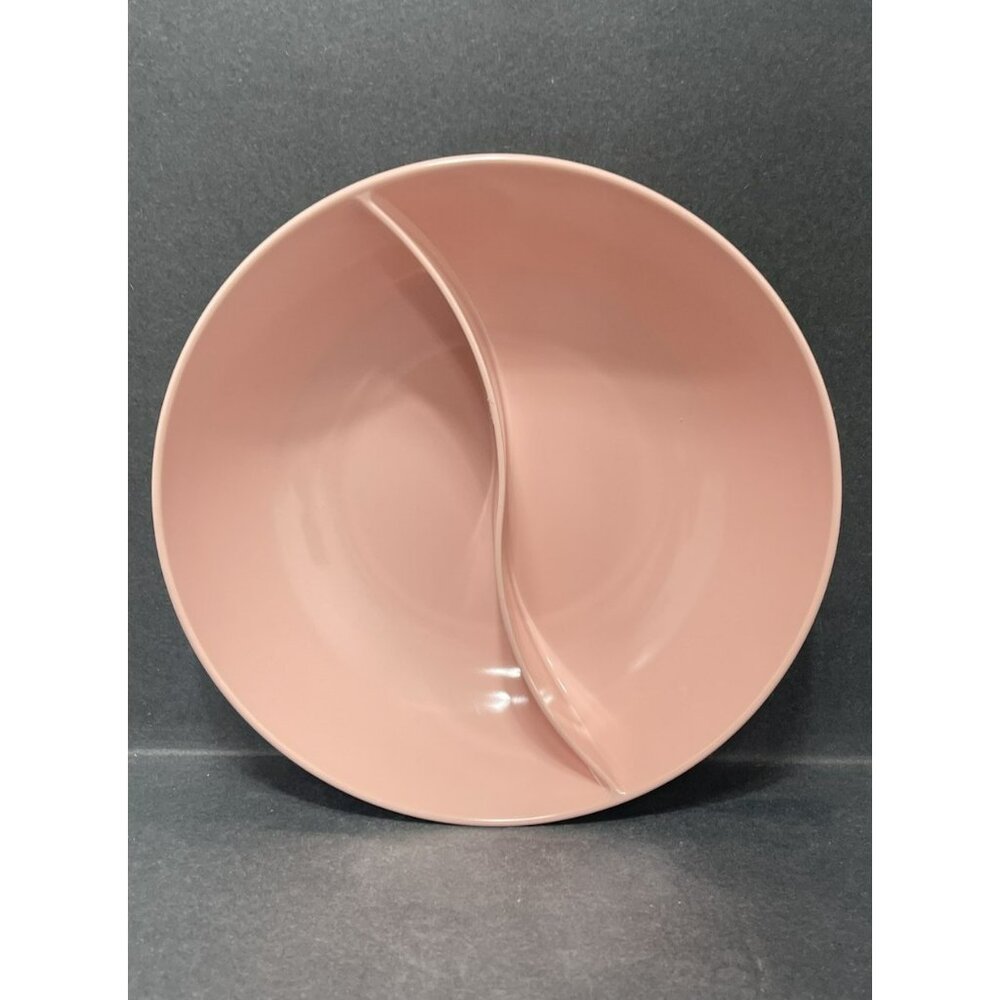 Vintage Windsor MELMAC Round Pink Divided Serving Bowl 9 Inch Diameter